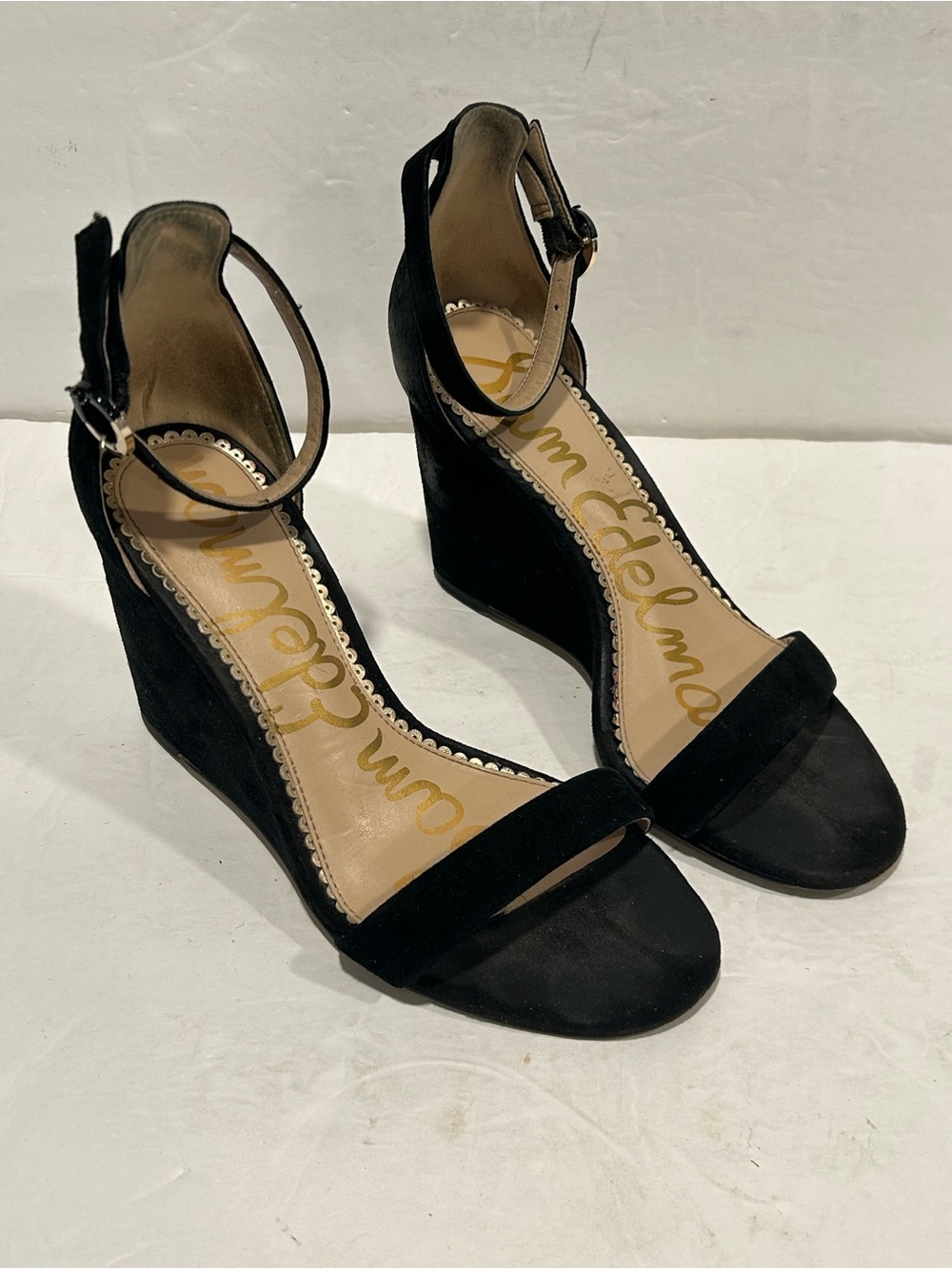 Sam Edelman Neesa Black Suede Wedge Sandals - Women's Size 6M Boho Capsule